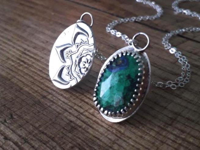 Sterling silver hot sale malachite pendant