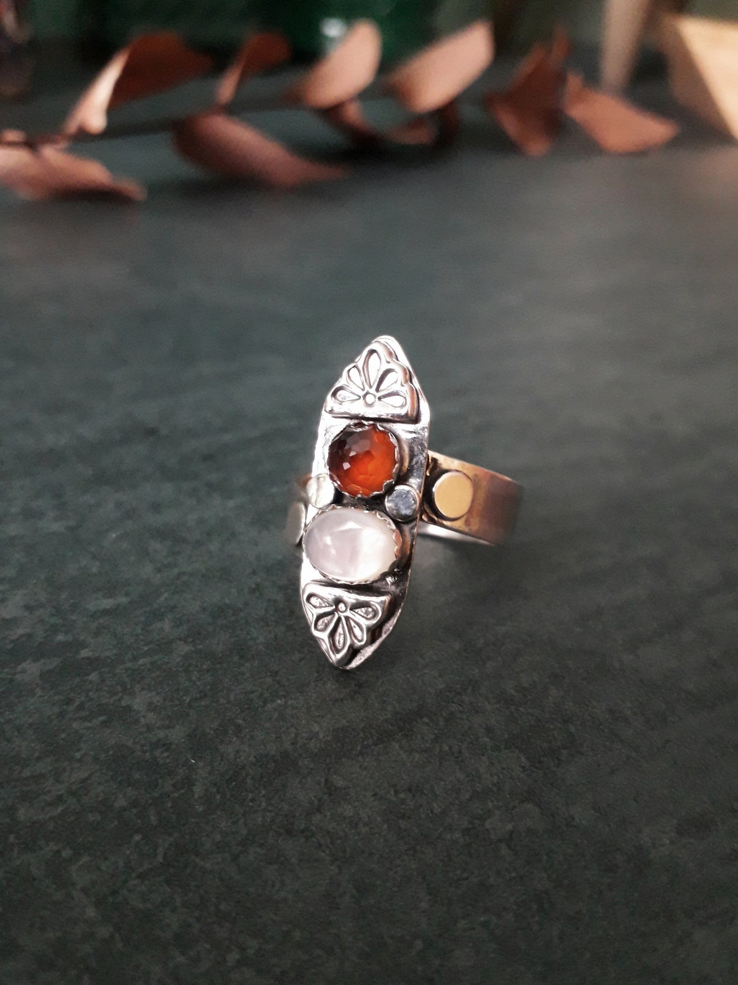 Chunky Boho Vintage Gemstone Ring Size S¾-T - Irmy Creations