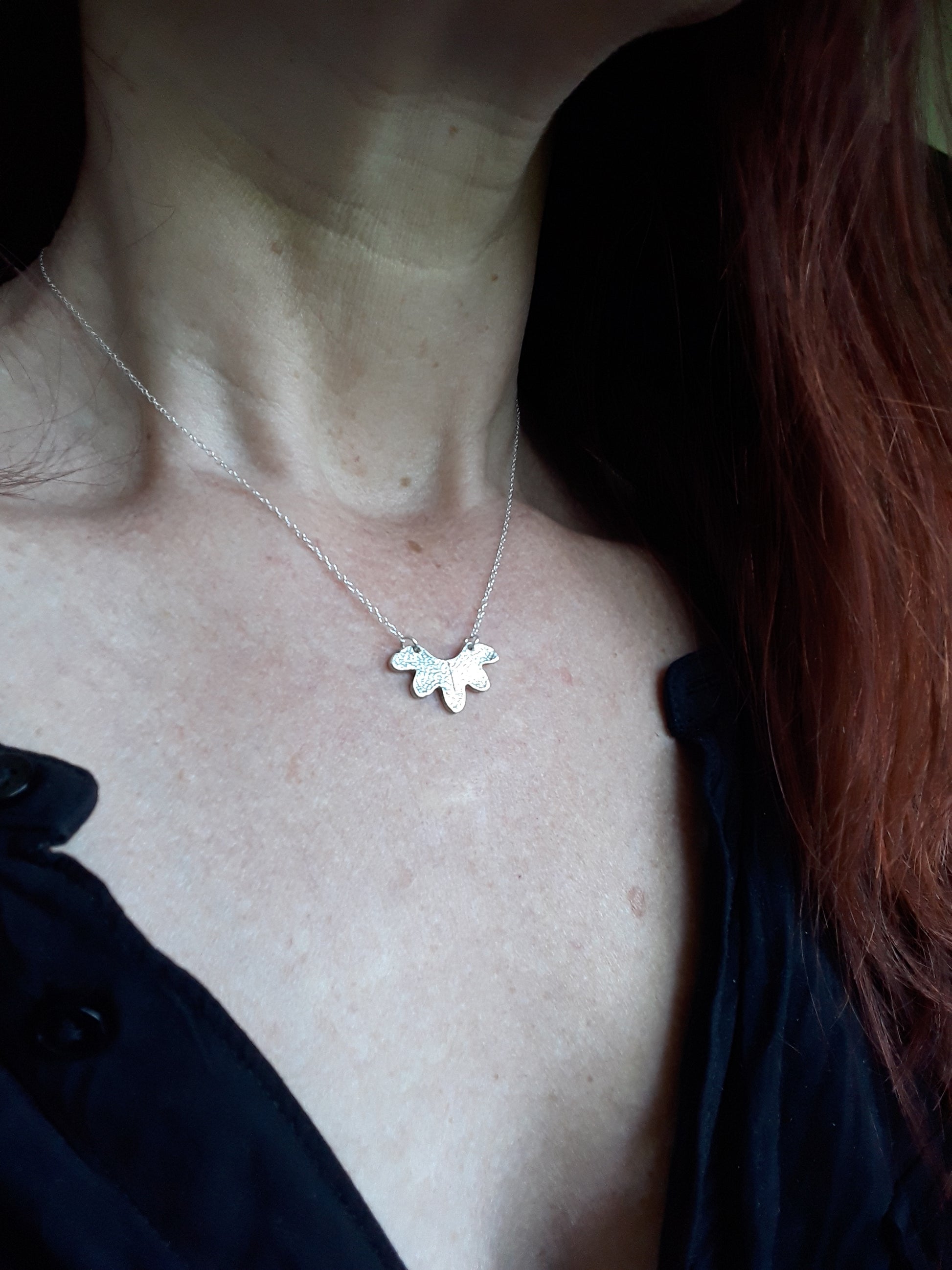 Abstract Textured Flower Necklace - Antique Silver Finish - Irmy Creations