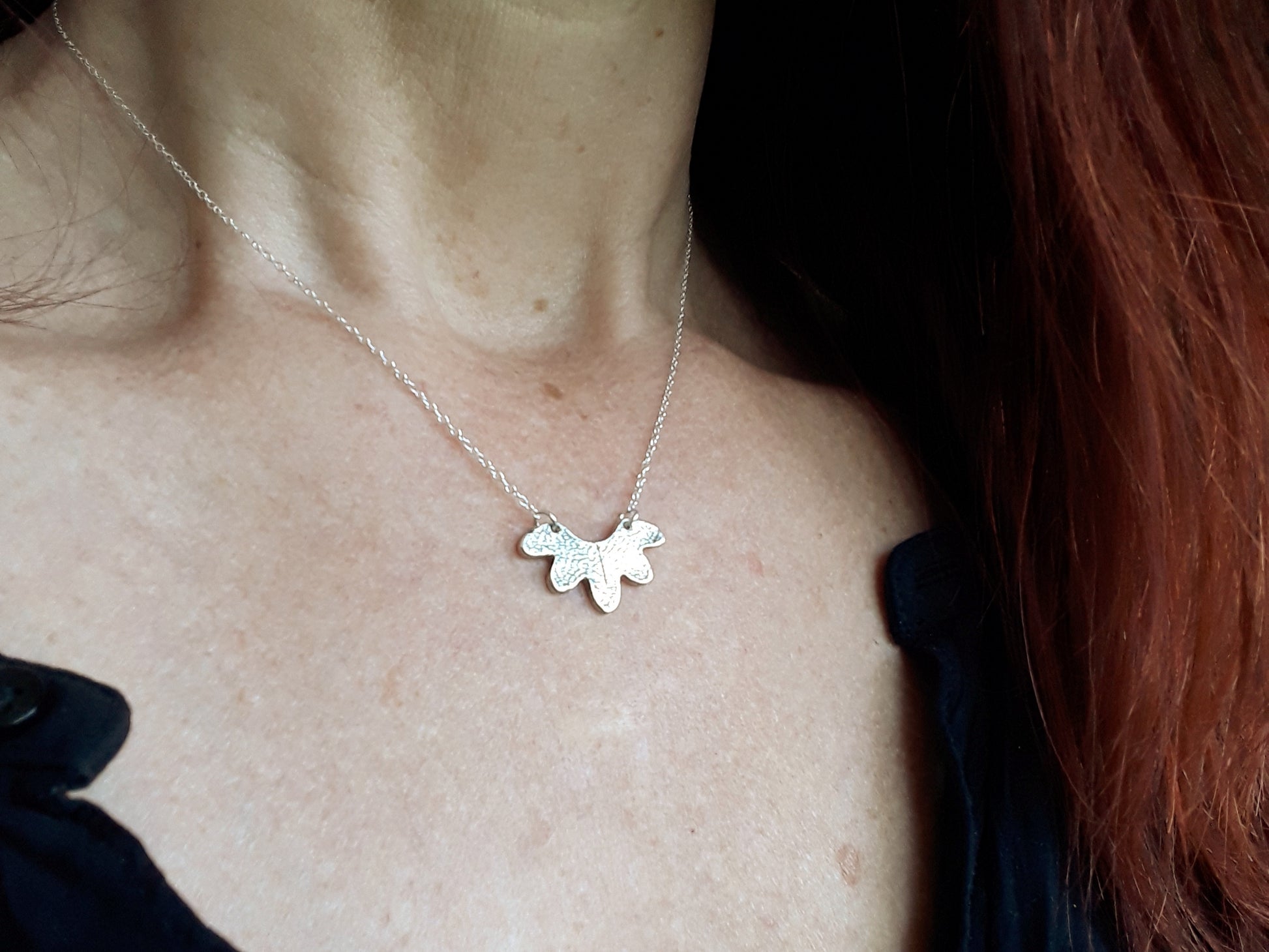 Abstract Textured Flower Necklace - Antique Silver Finish - Irmy Creations