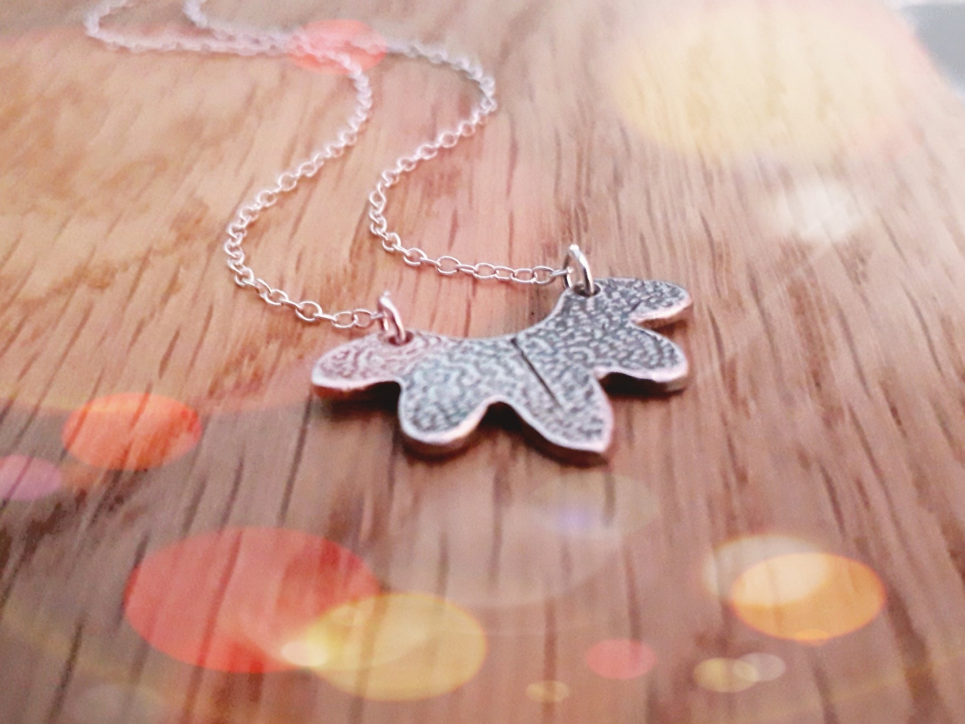 Abstract Textured Flower Necklace - Antique Silver Finish - Irmy Creations