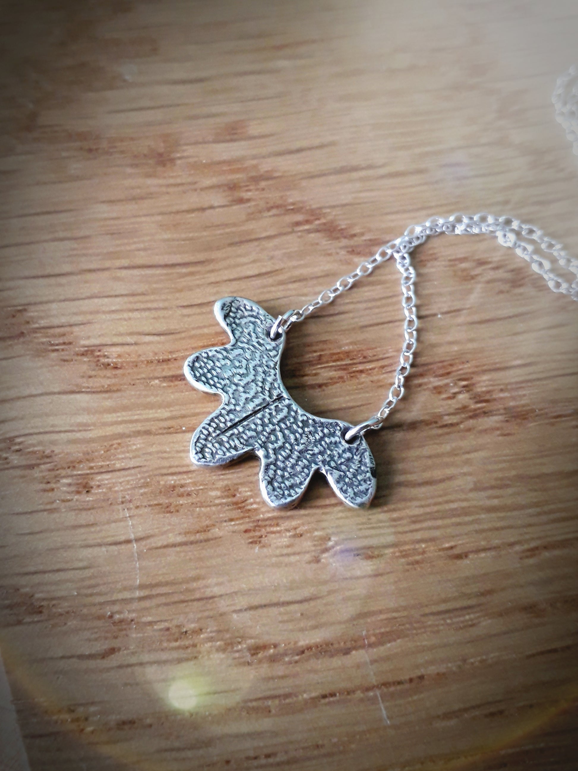 Abstract Textured Flower Necklace - Antique Silver Finish - Irmy Creations