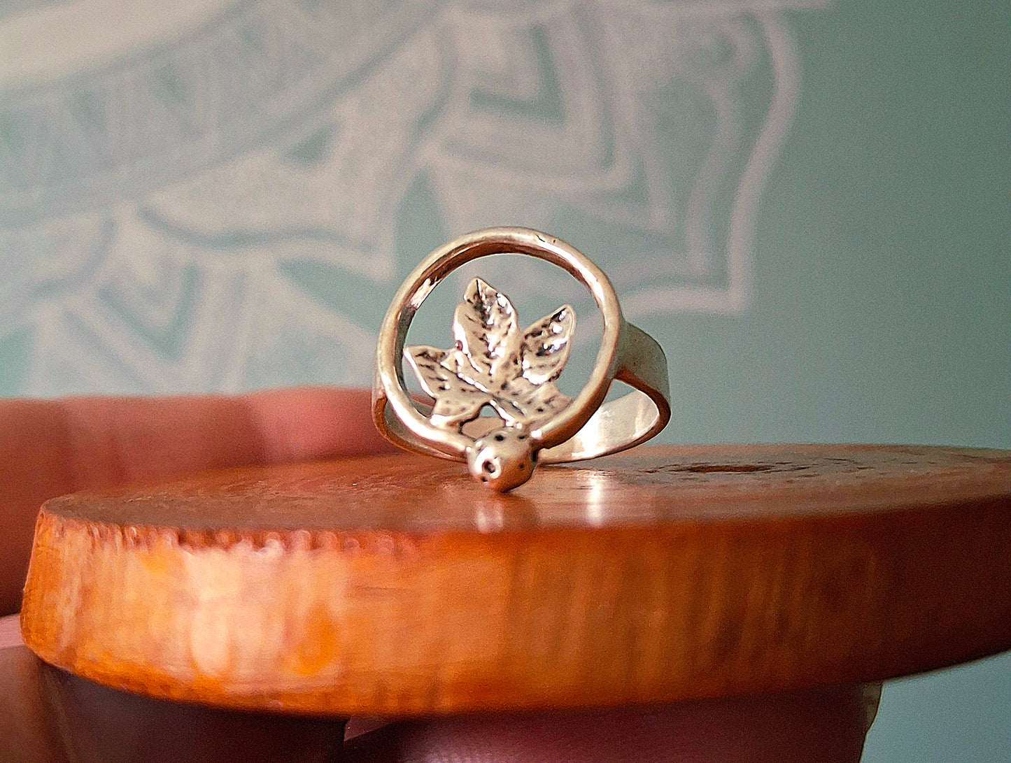 Chunky Sycamore Leaf Silver Ring - UK size O to P