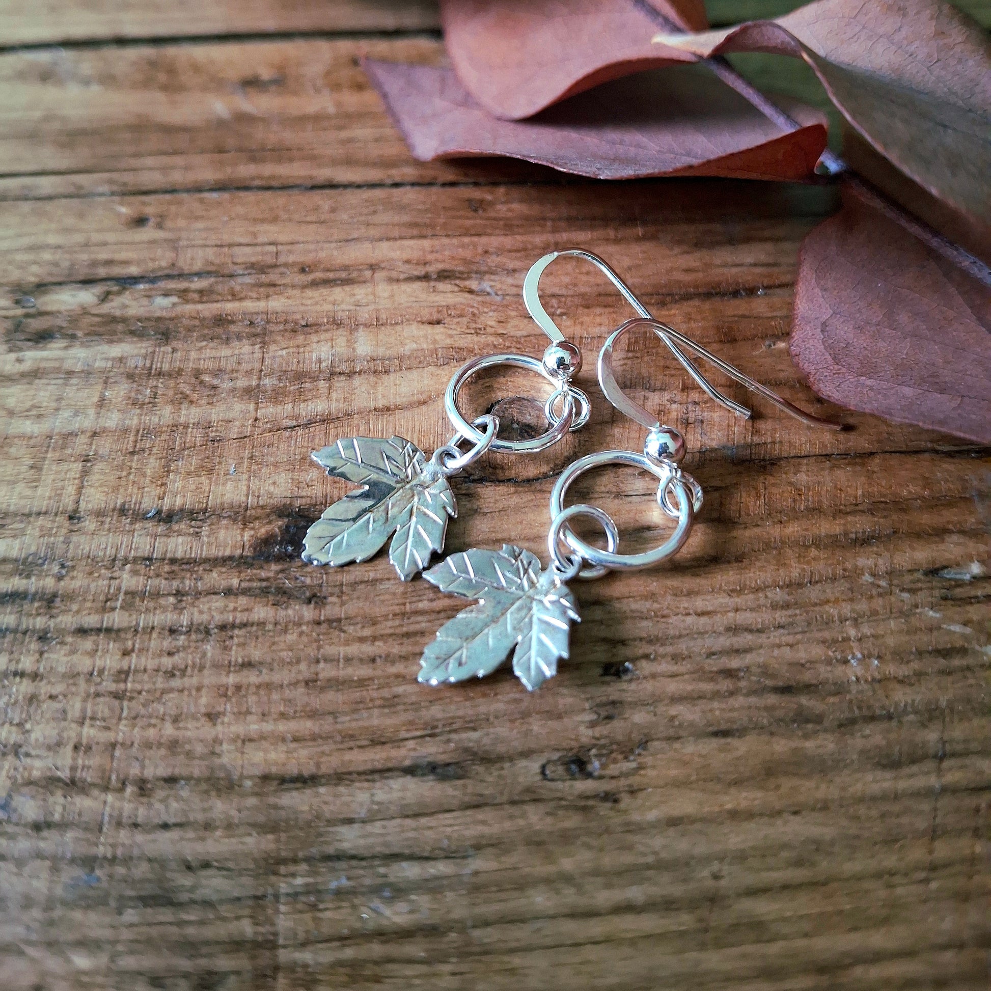 Elegant Sycamore Leaves - Silver Earrings - Irmy Creations