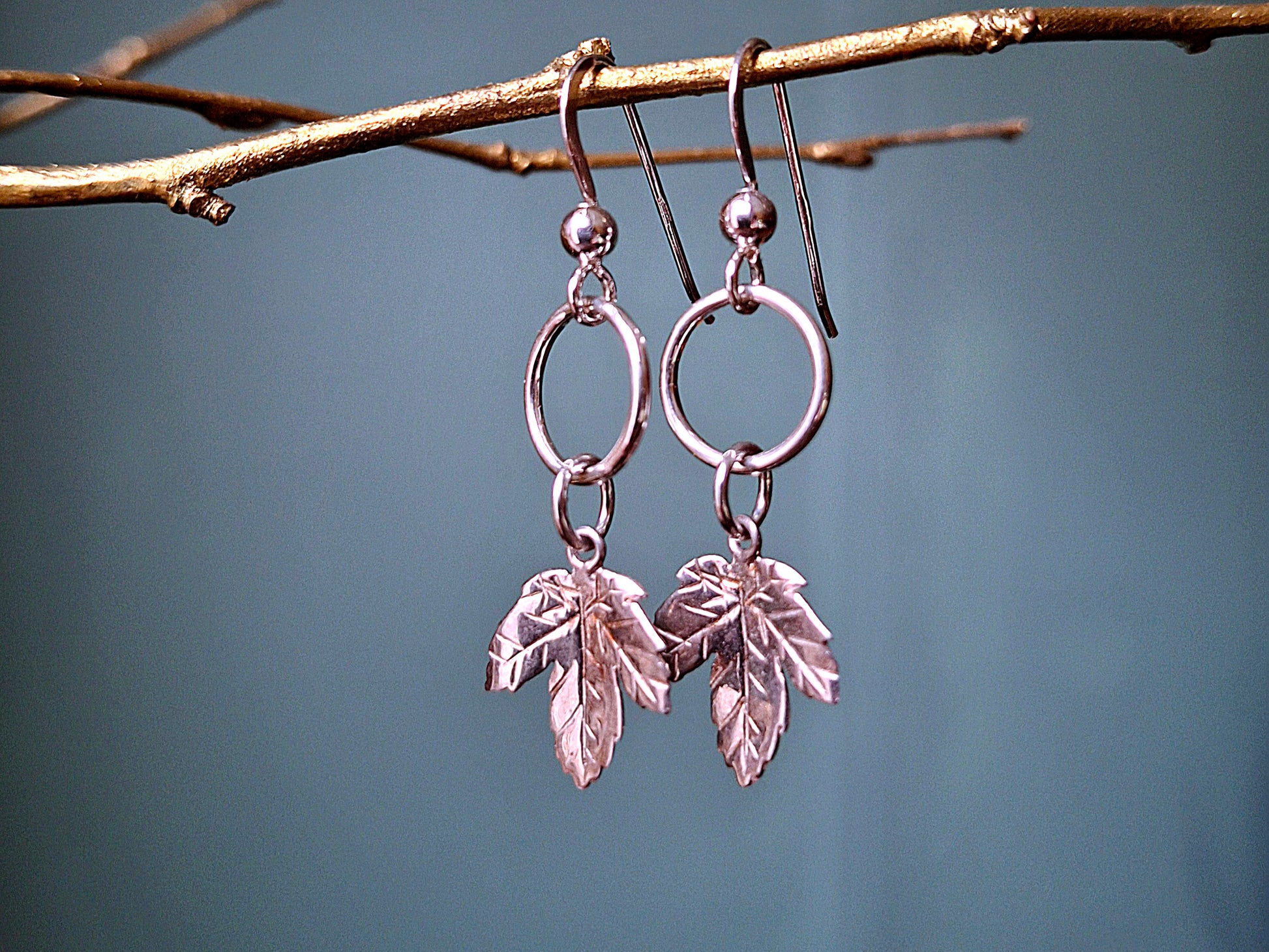 Elegant Sycamore Leaves - Silver Earrings - Irmy Creations