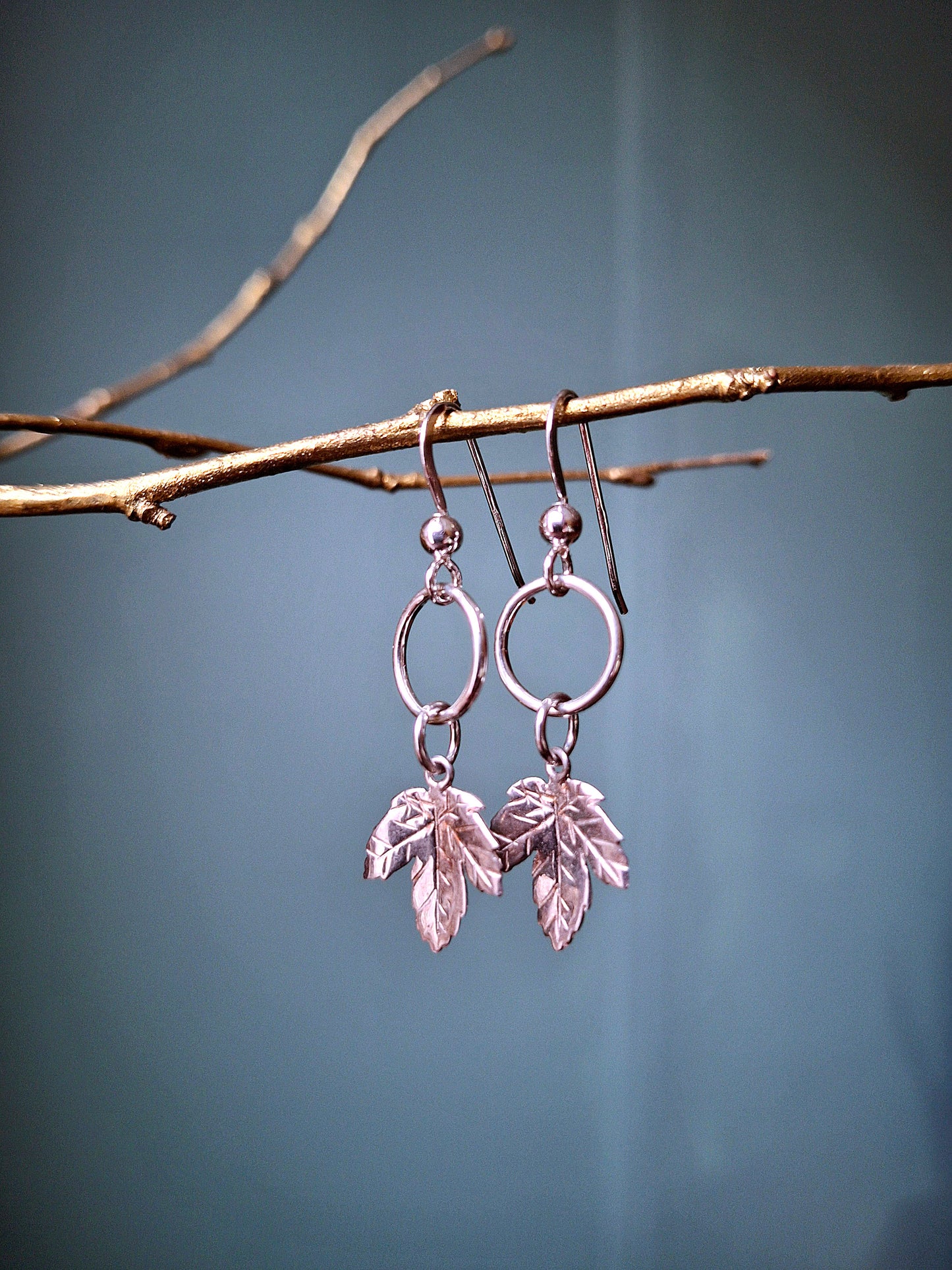 Elegant Sycamore Leaves - Silver Earrings