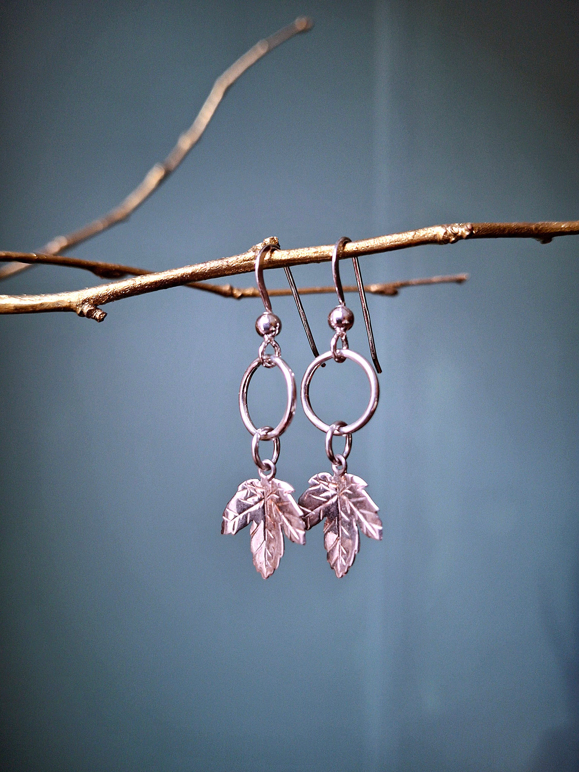 Elegant Sycamore Leaves - Silver Earrings - Irmy Creations