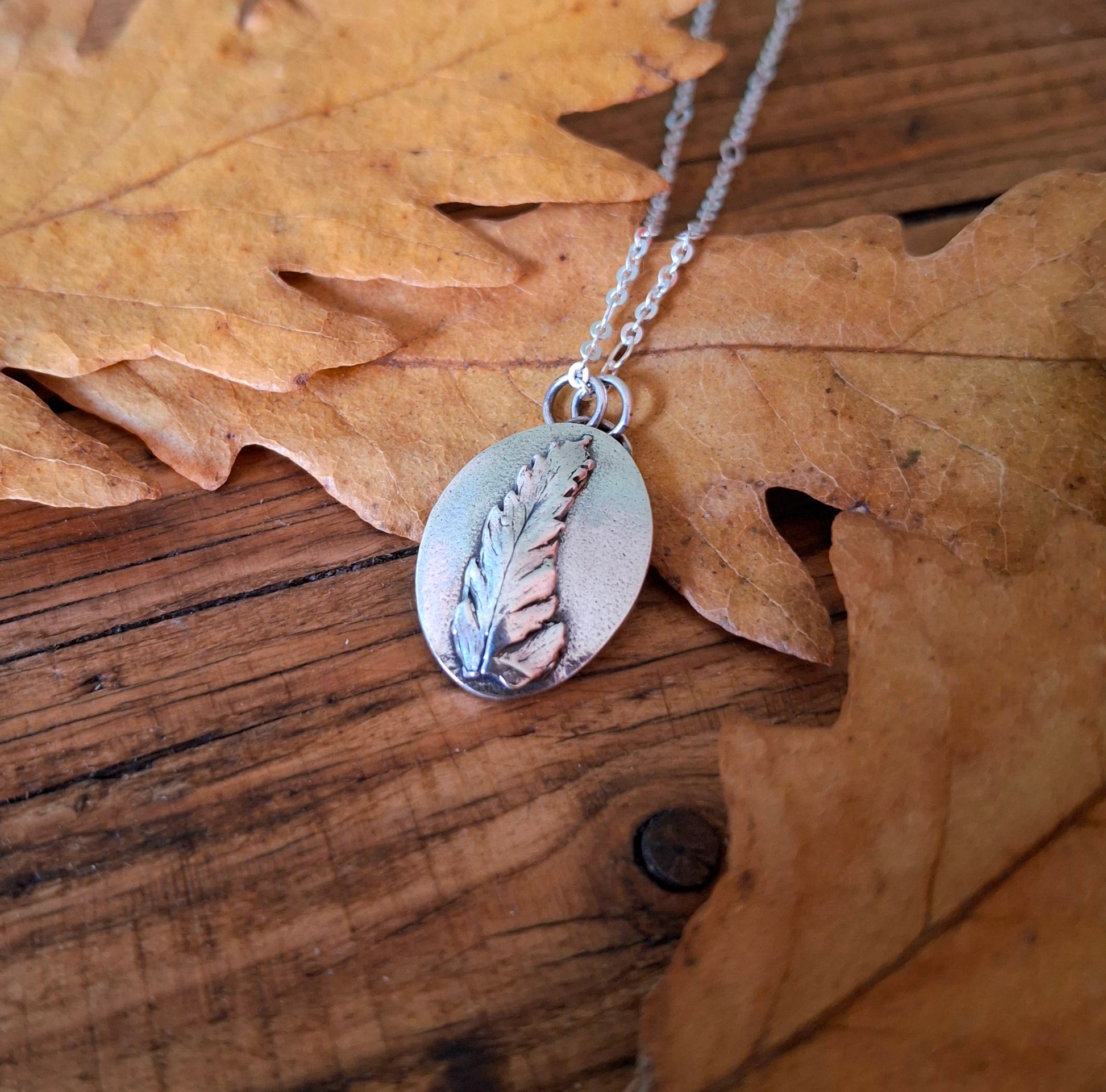 Real Fern Leaf, Oval Pendant Necklace - Irmy Creations