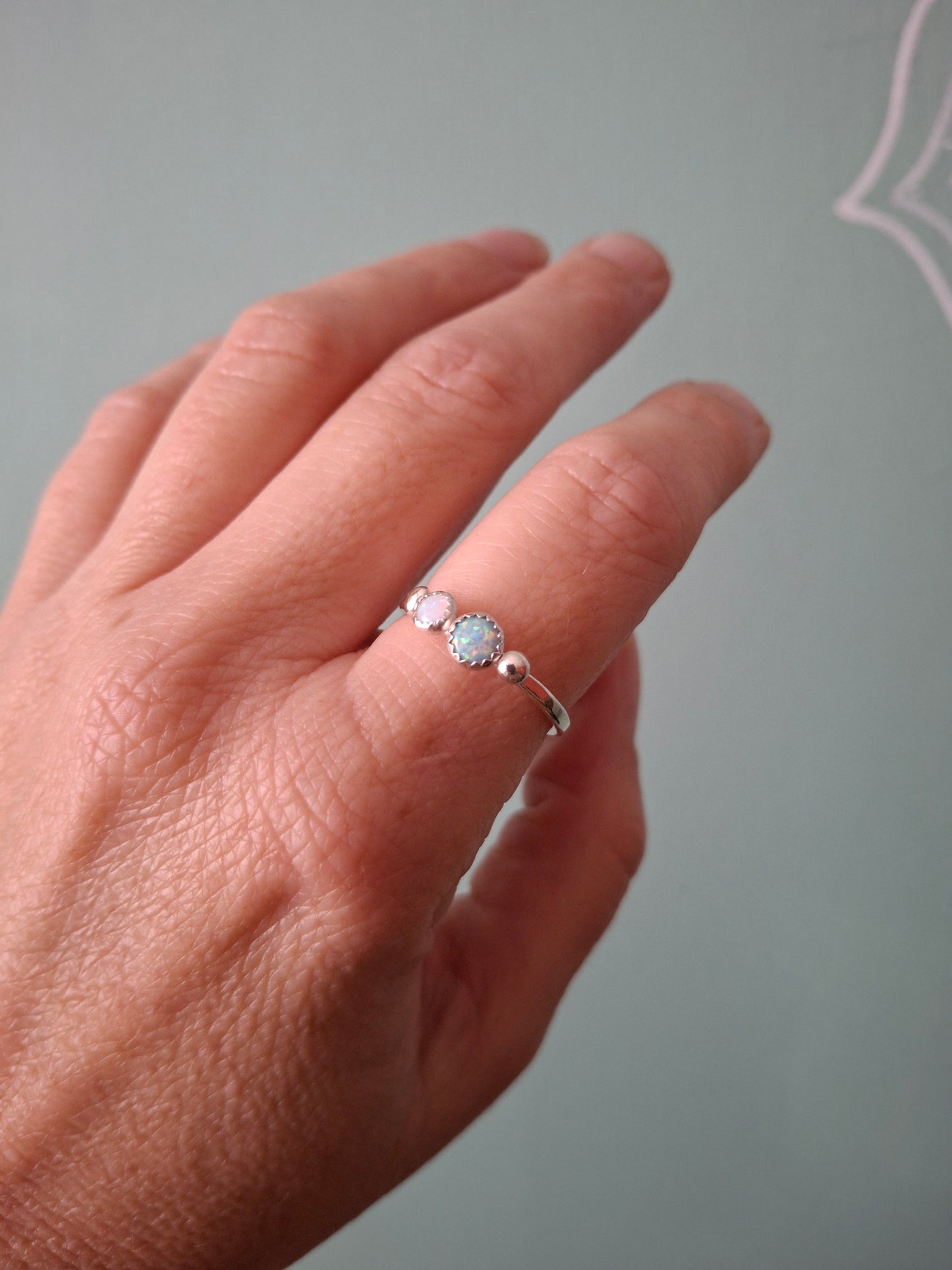 Seaside Opal Ring, UK Size Q
