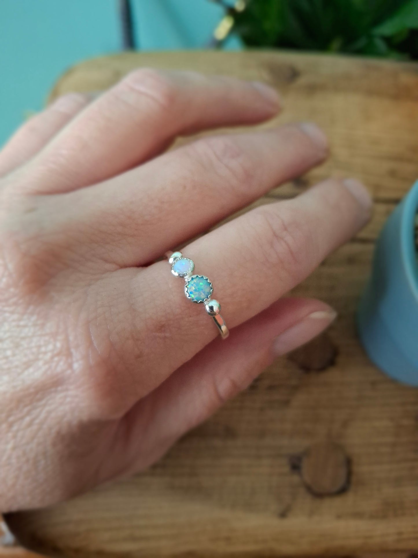 Seaside Opal Ring, UK Size Q