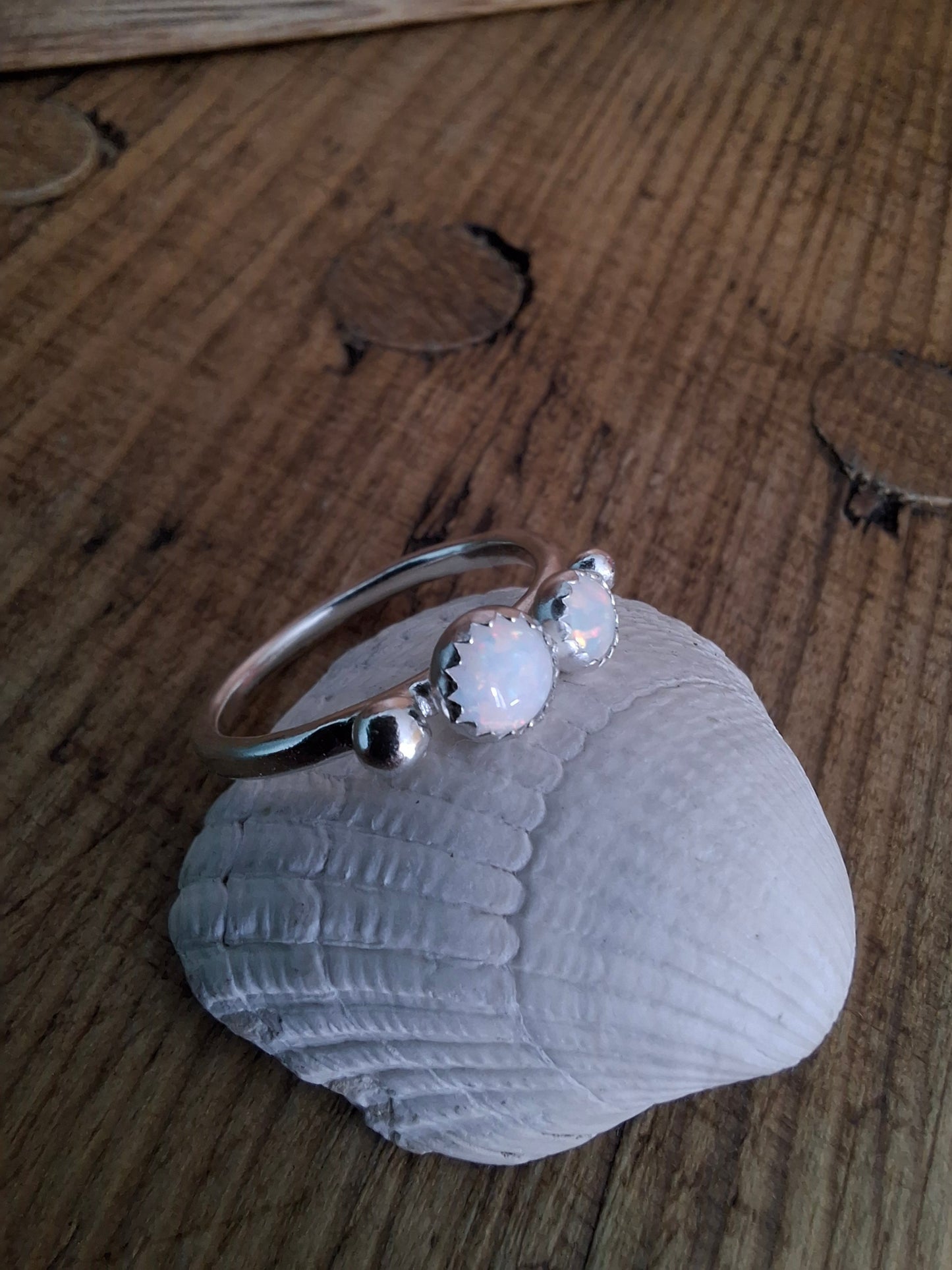 Seaside White Opal Ring, UK Size N