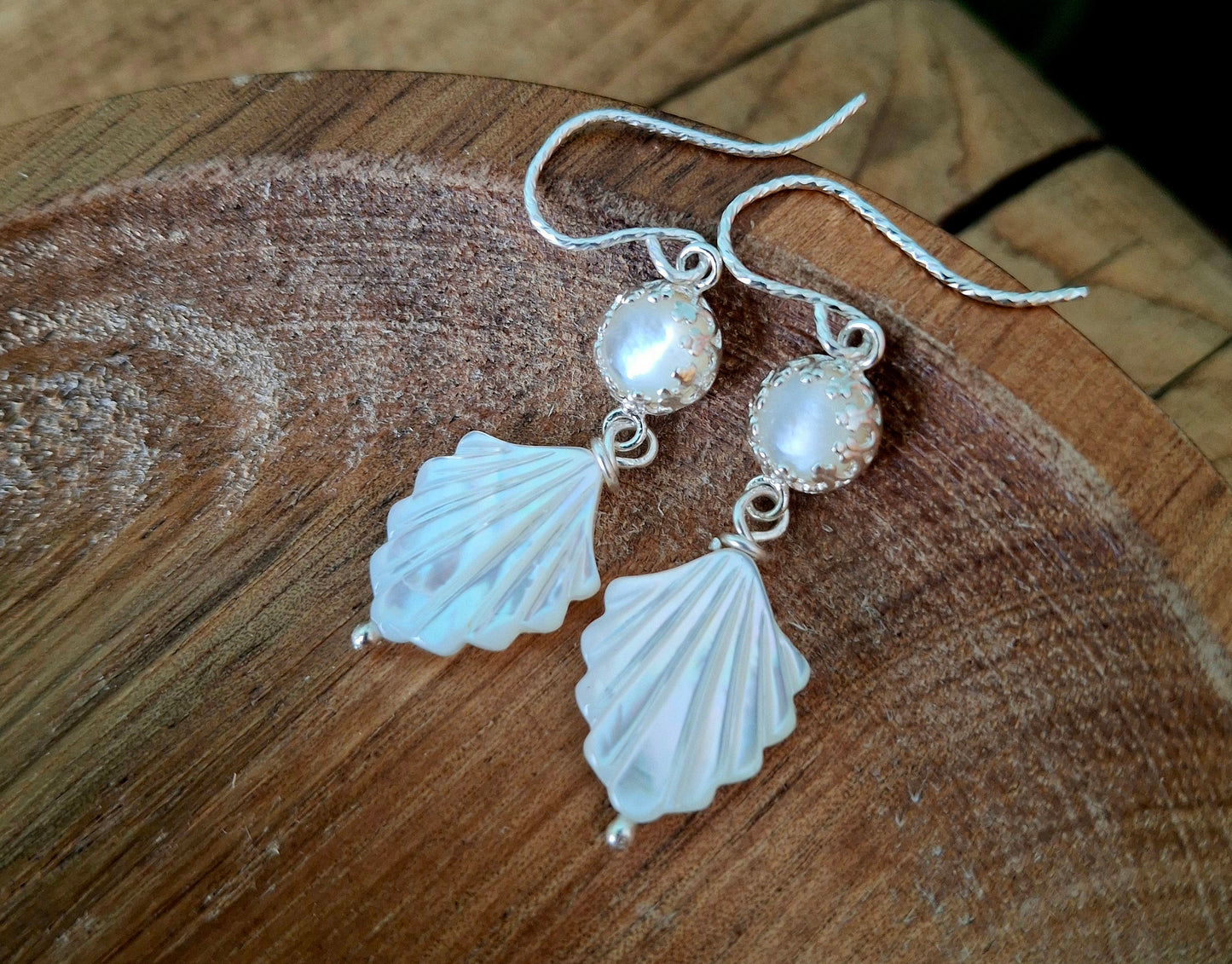 Mother of Pearl Silver Earring Dangles