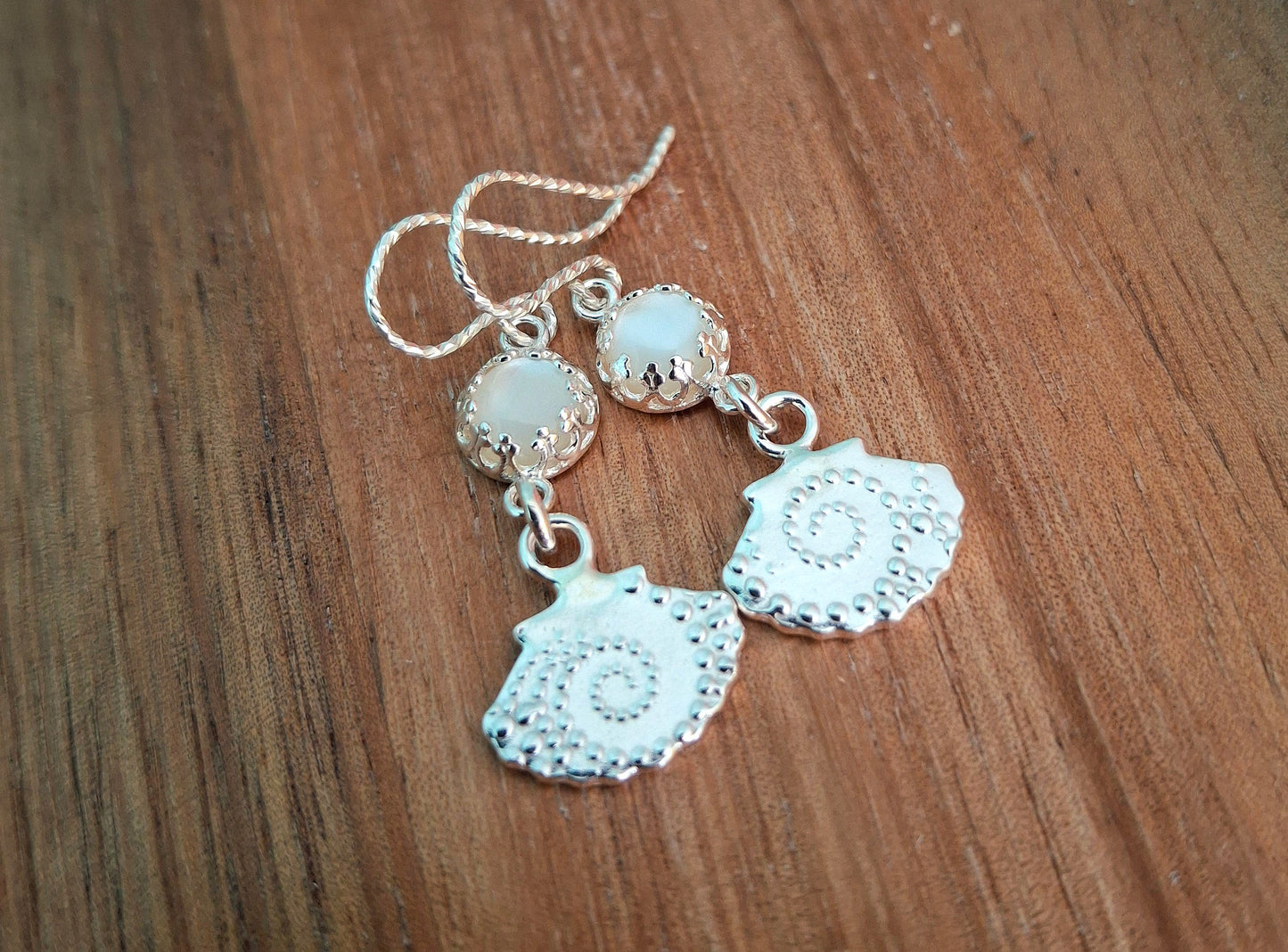 Mother of Pearl Silver Shell Earrings