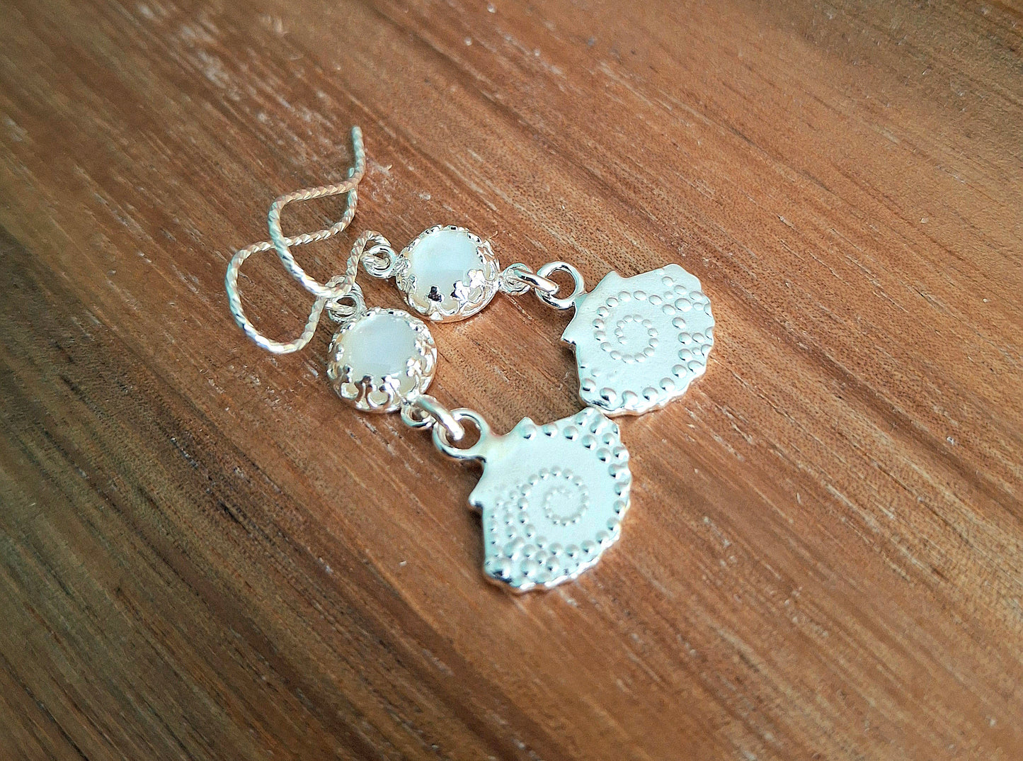 Mother of Pearl Silver Shell Earrings