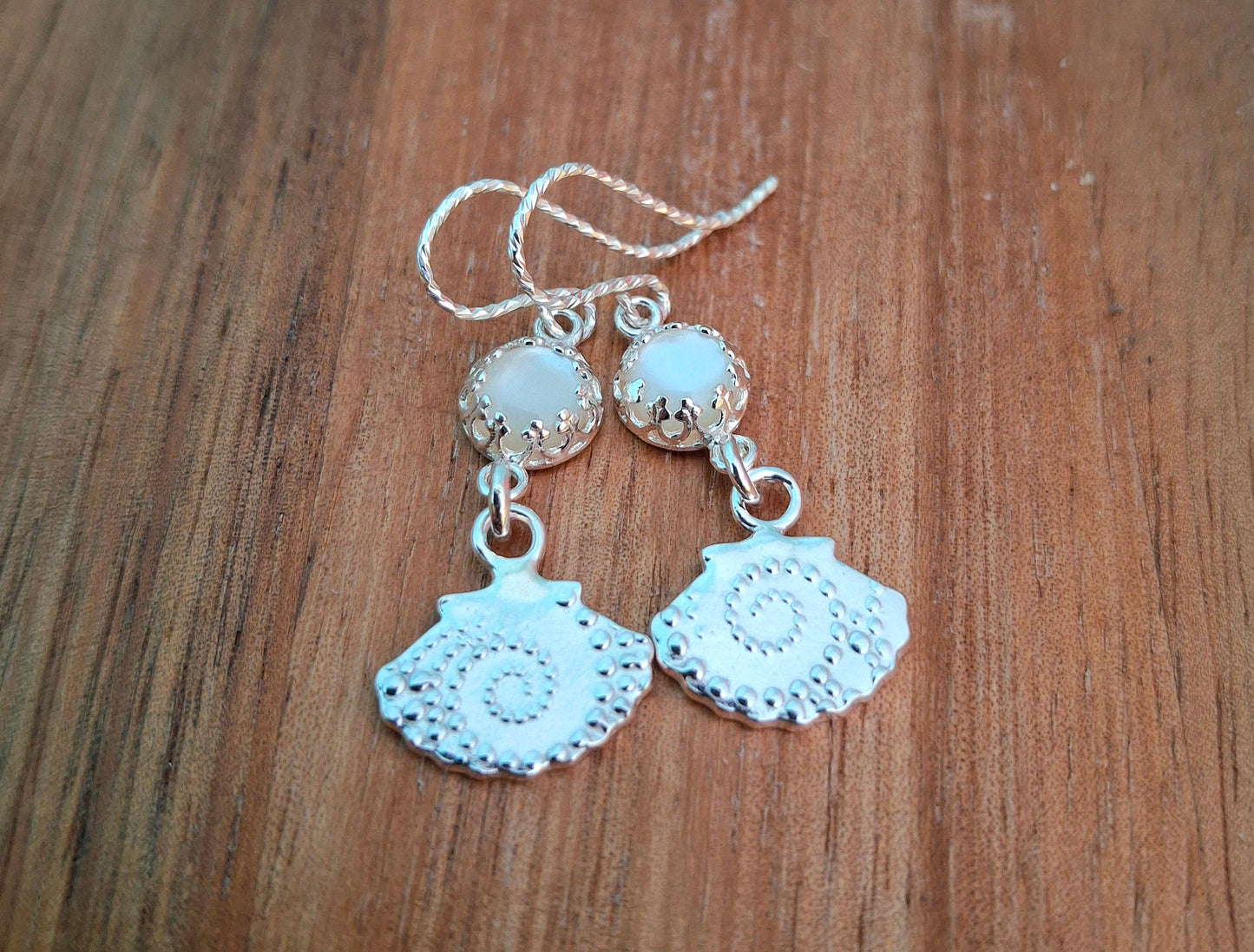 Mother of Pearl Silver Shell Earrings