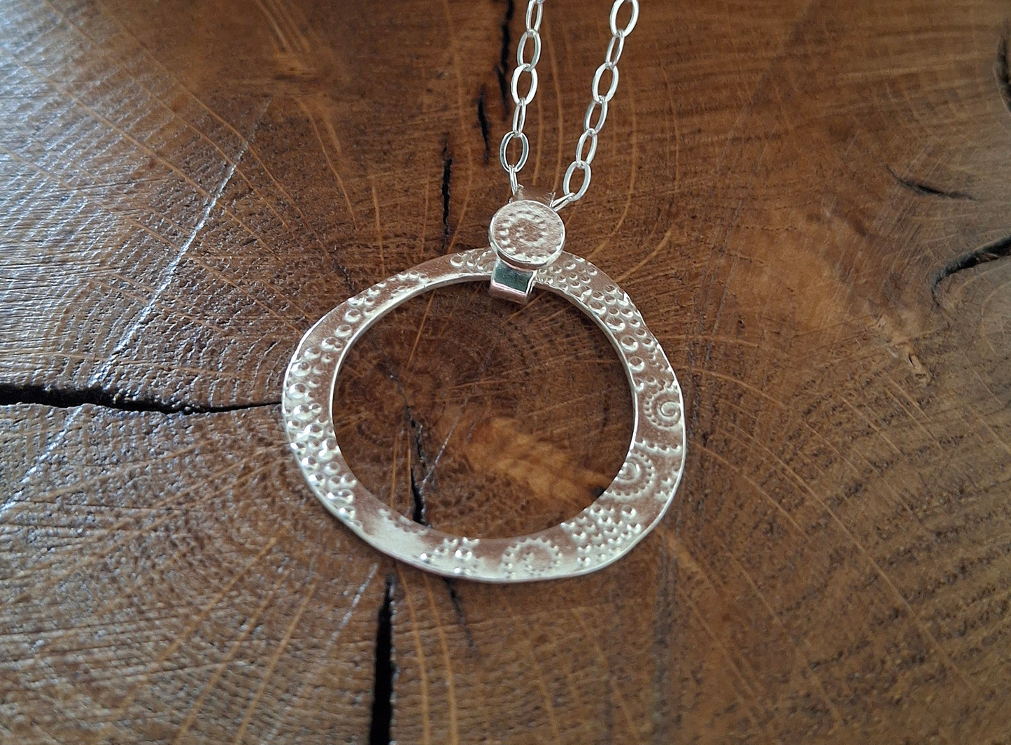Waves and Dots, Asymmetric Fidget Silver Necklace