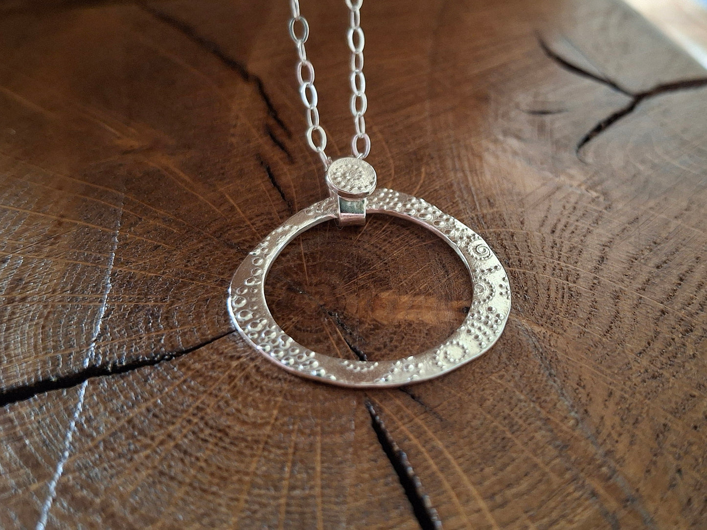 Waves and Dots, Asymmetric Fidget Silver Necklace