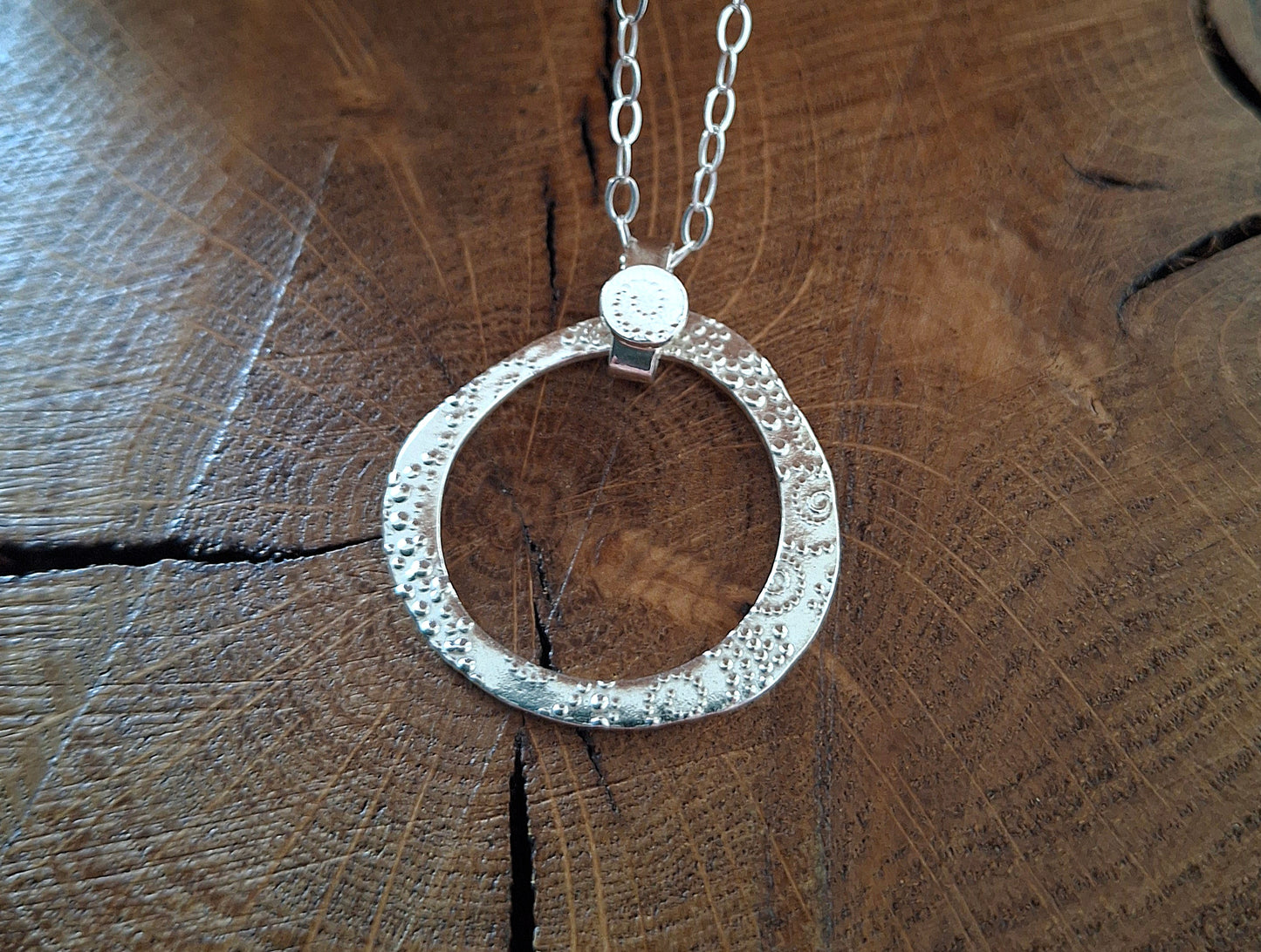 Waves and Dots, Asymmetric Fidget Silver Necklace