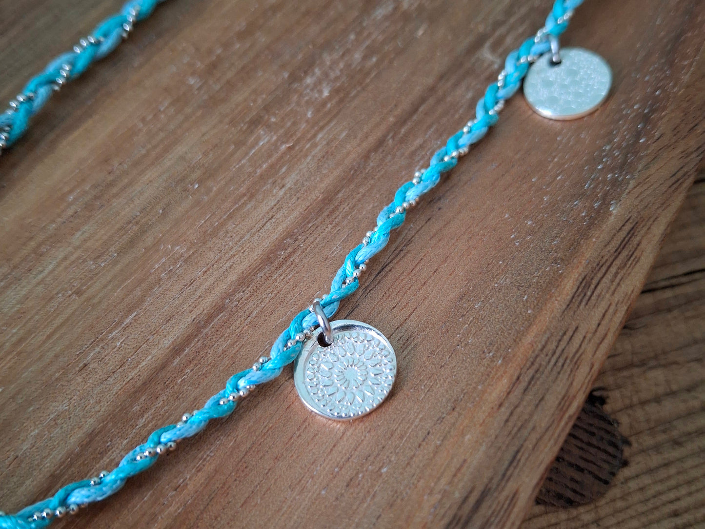 Handmade Braided Silver Charm Necklace
