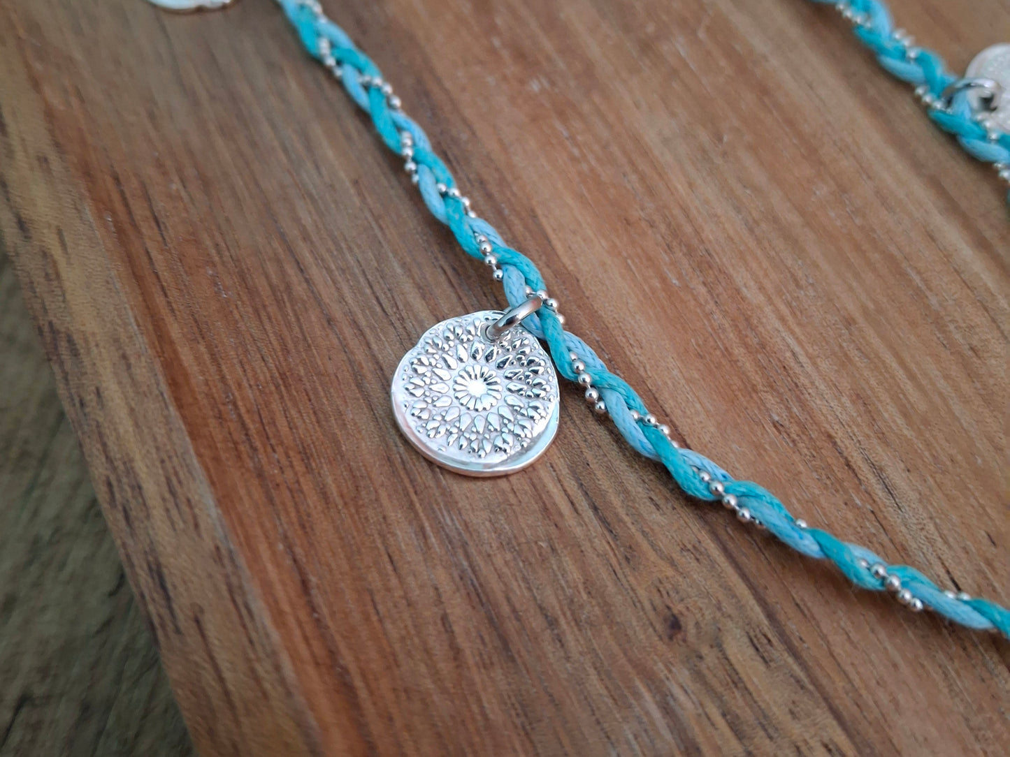 Handmade Braided Silver Charm Necklace