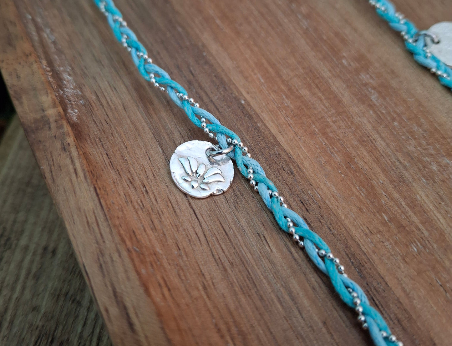 Handmade Braided Silver Charm Necklace