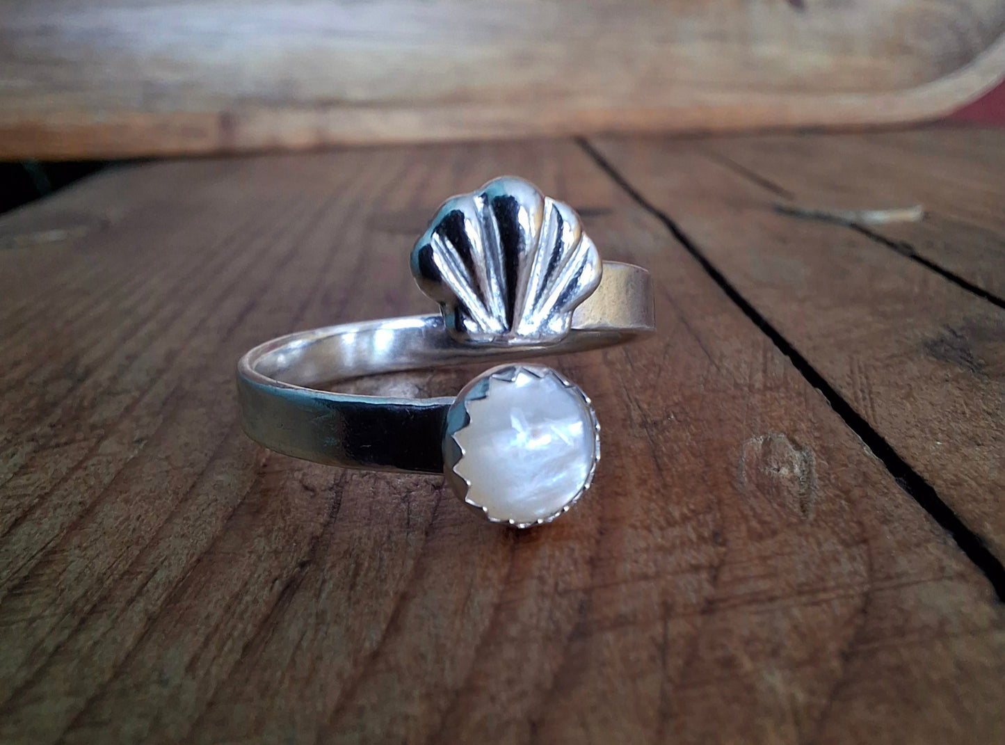Handmade Silver Shell & Mother of Pearl Ring