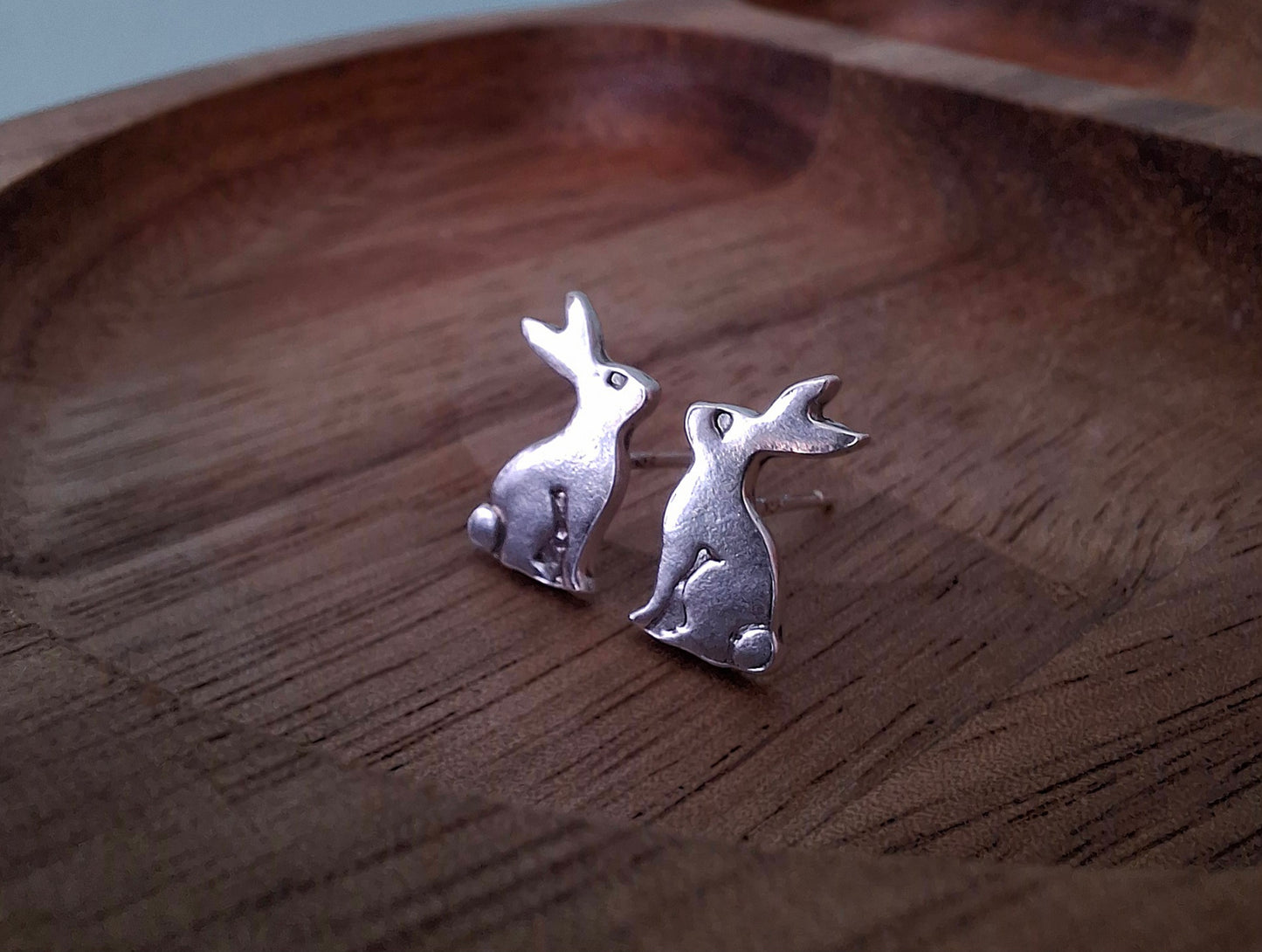 Handmade Silver Hare Studs