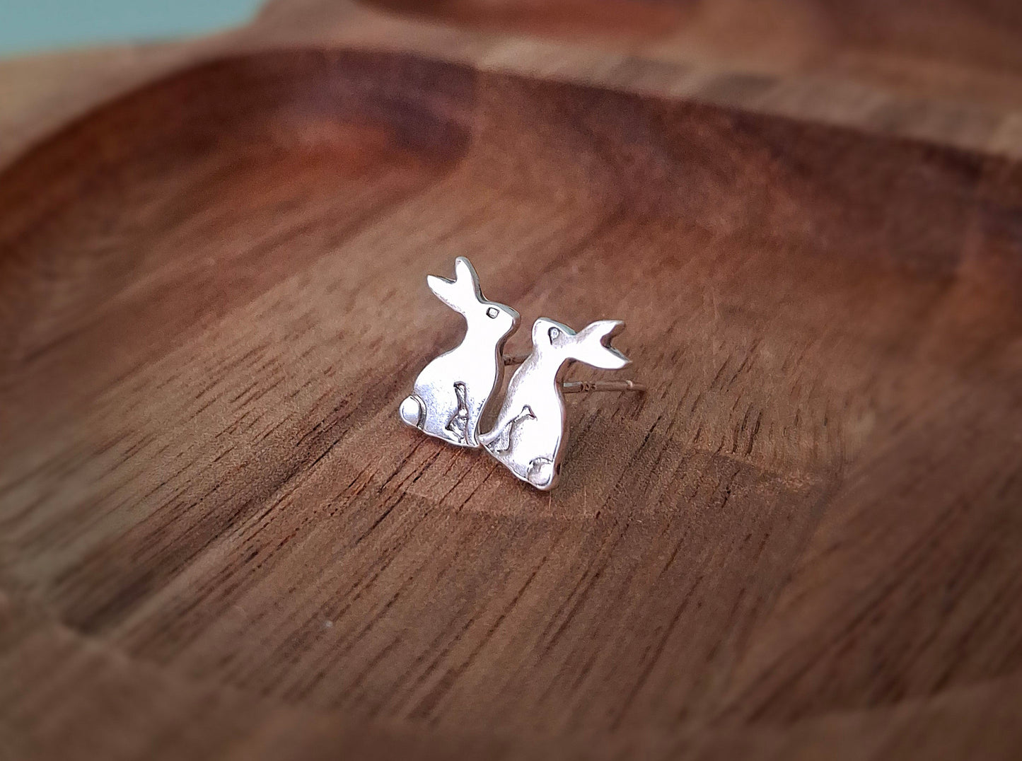 Handmade Silver Hare Studs