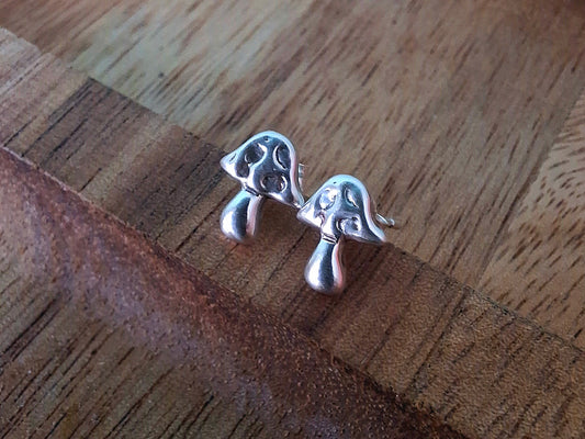 Handmade Silver Toadstool Studs