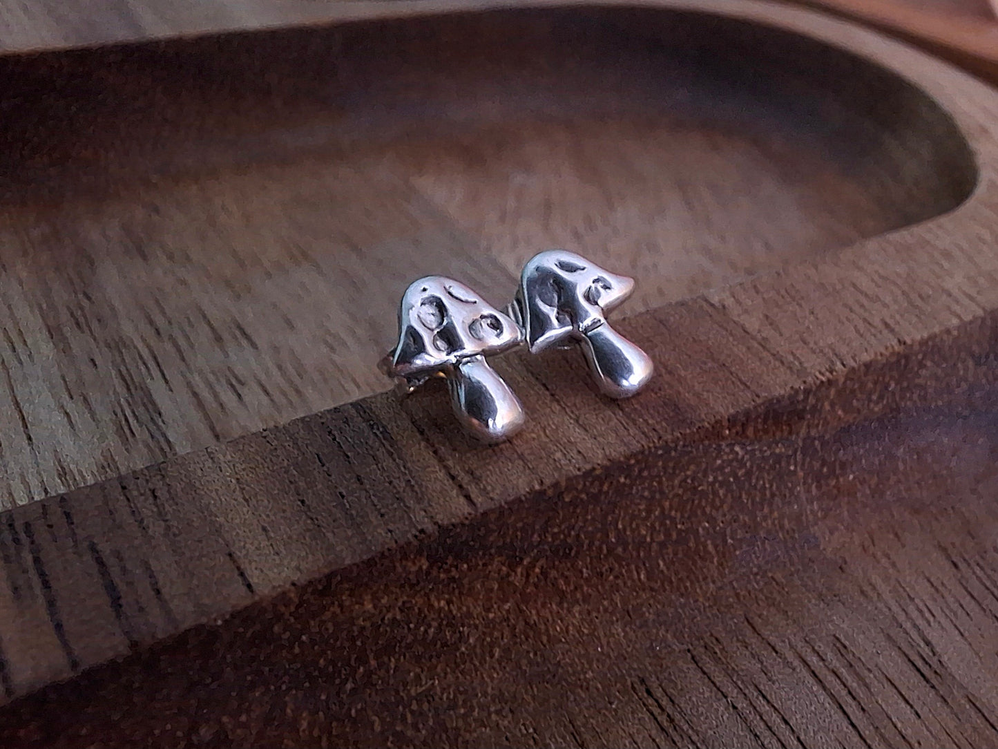 Handmade Silver Toadstool Studs