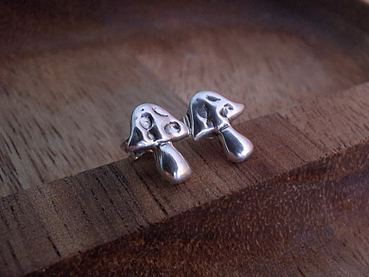Handmade Silver Toadstool Studs