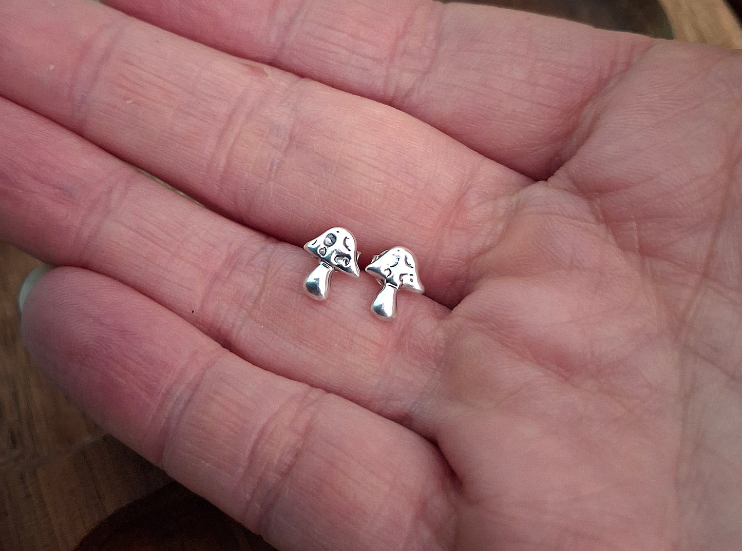 Handmade Silver Toadstool Studs