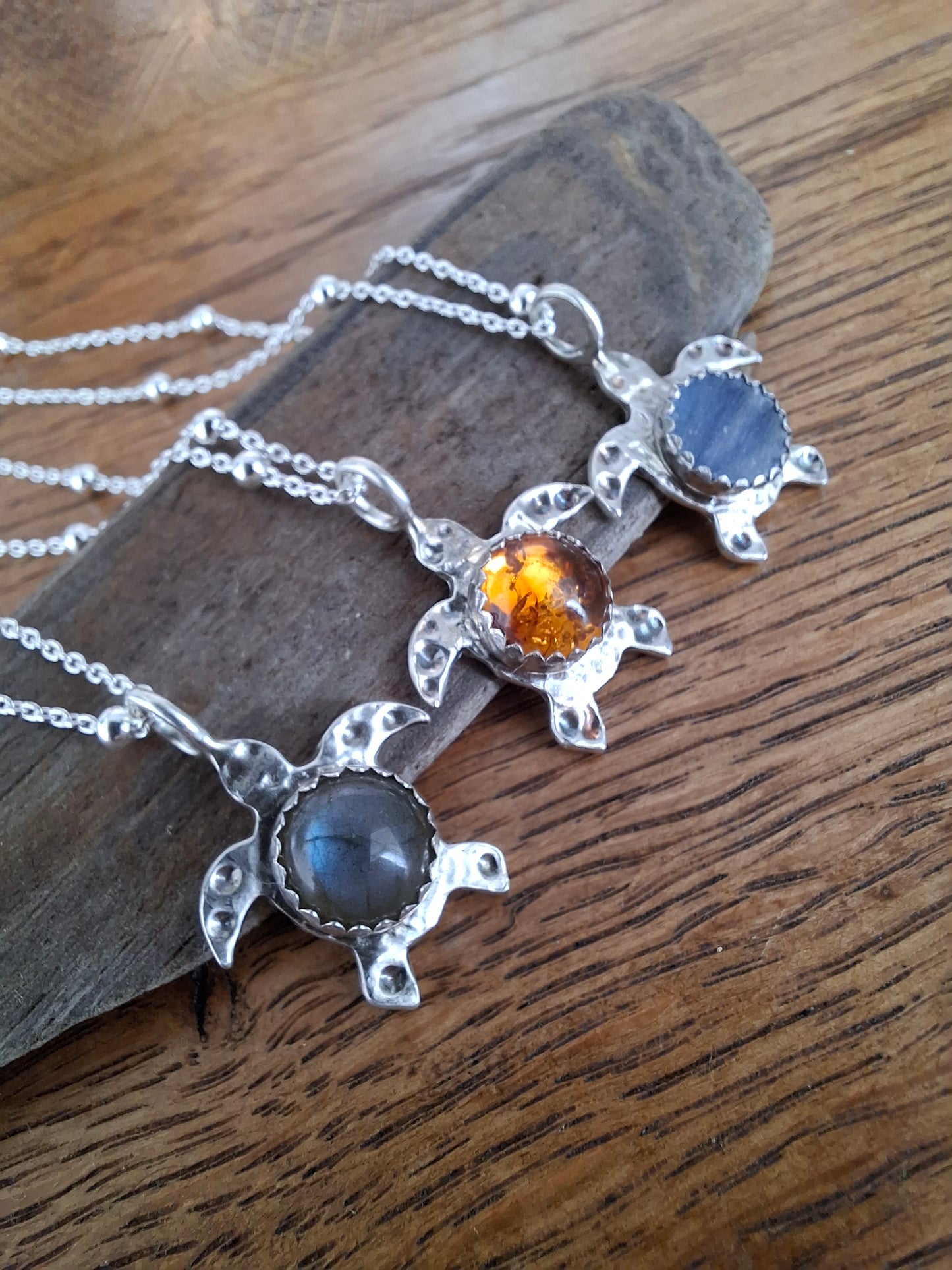 Turtle Charm Necklace Amber