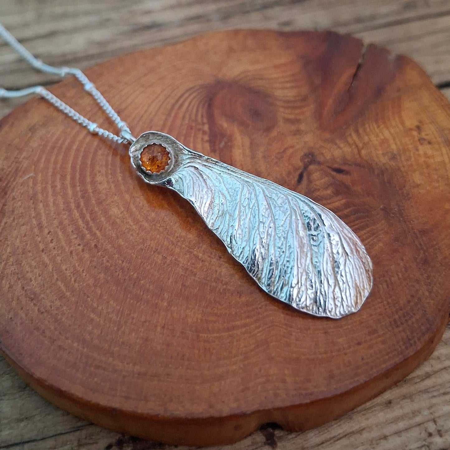 Sycamore Seed Amber Necklace large