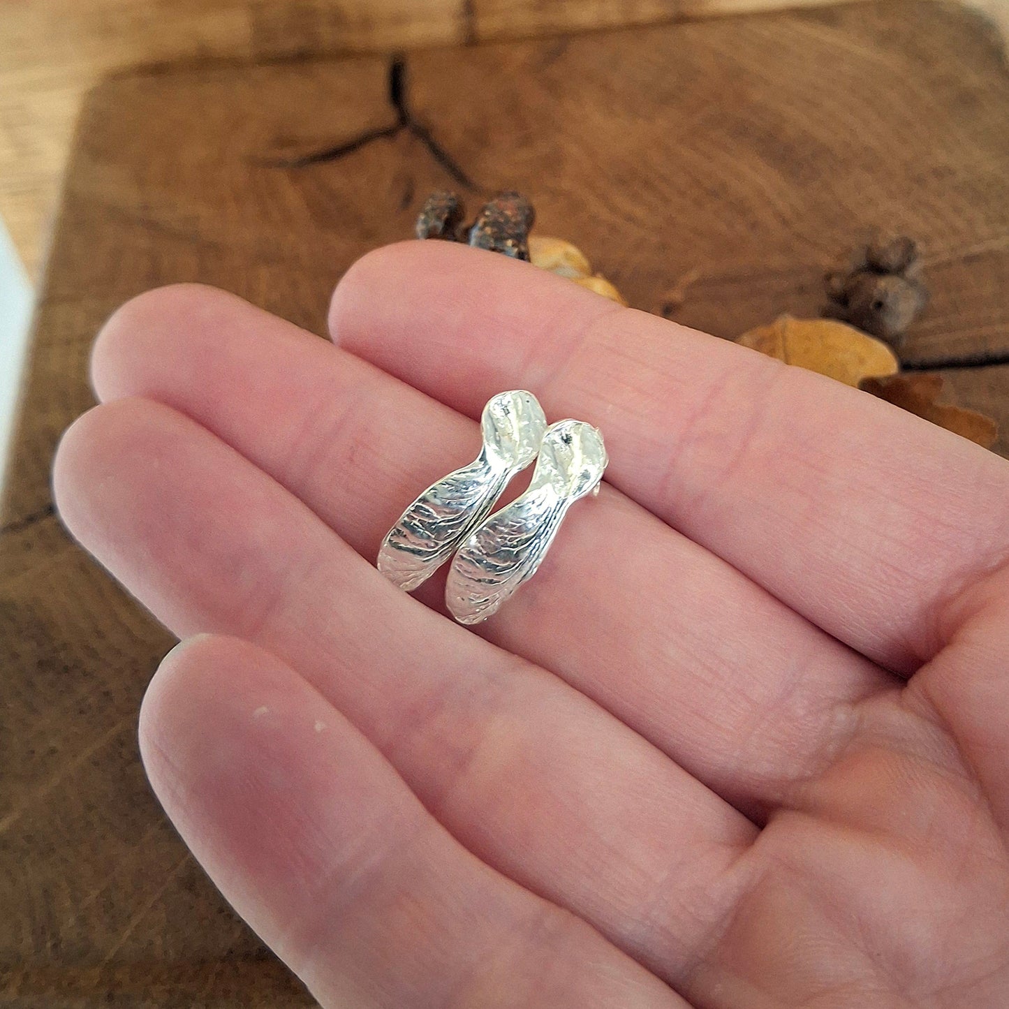 Handmade Sycamore Seed Silver Studs