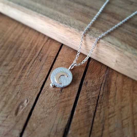 Boho Gold Crescent Moon Silver Necklace