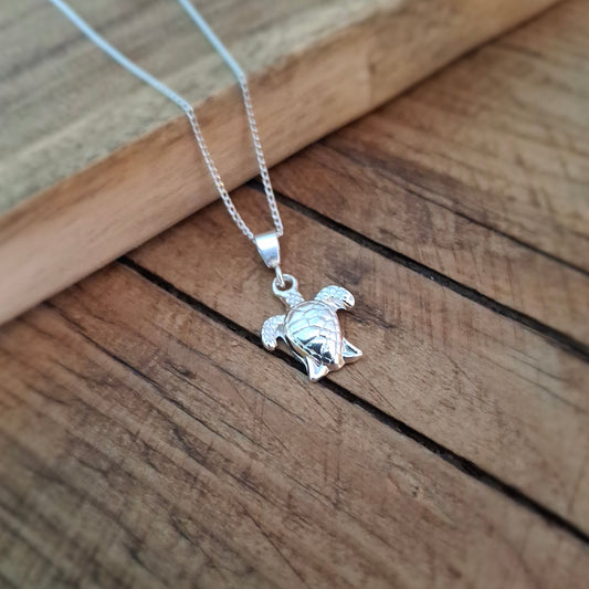 Cute Lttle Silver Turtle Charm Necklace