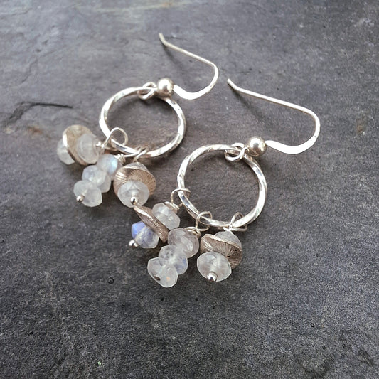 Winter Glow Earrings with Moonstones & Wavy Beads