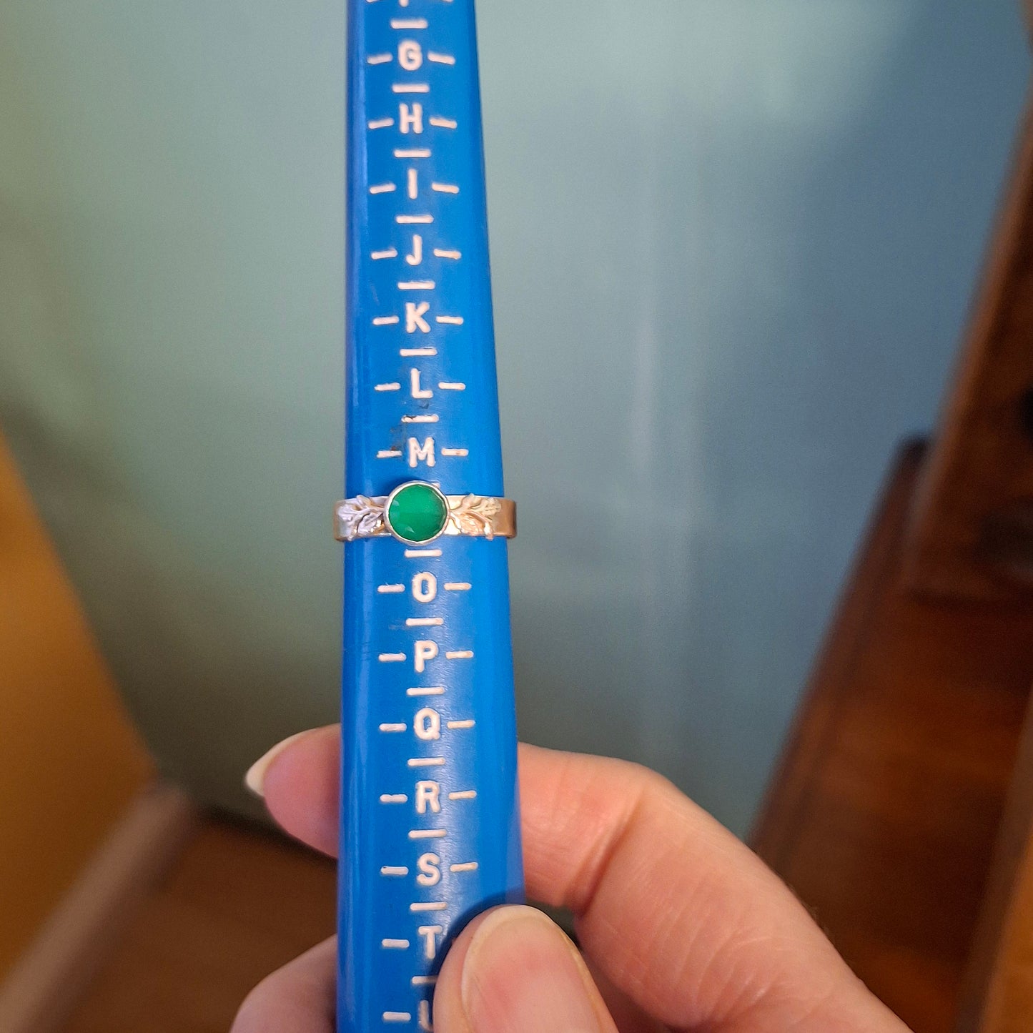 Handmade Oak Leaf & Acorn Green Onyx Ring, Nature Inspired Jewellery