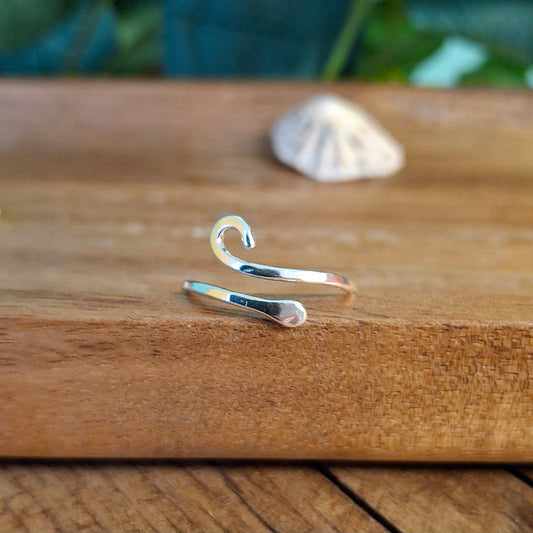 Handmade Adjustable Swirl Silver Ring
