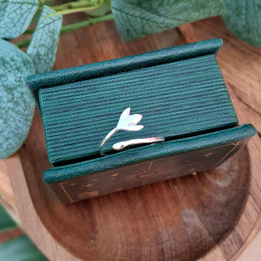 Handmade Adjustable Snowdrop Silver Ring - Made to Order