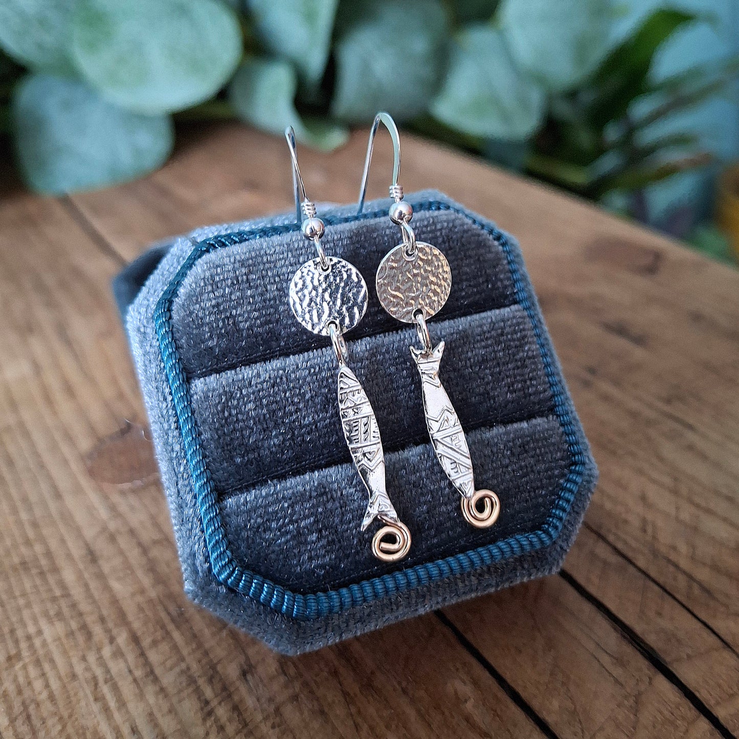 Handmade Quirky Silver & Gold Fish Earrings