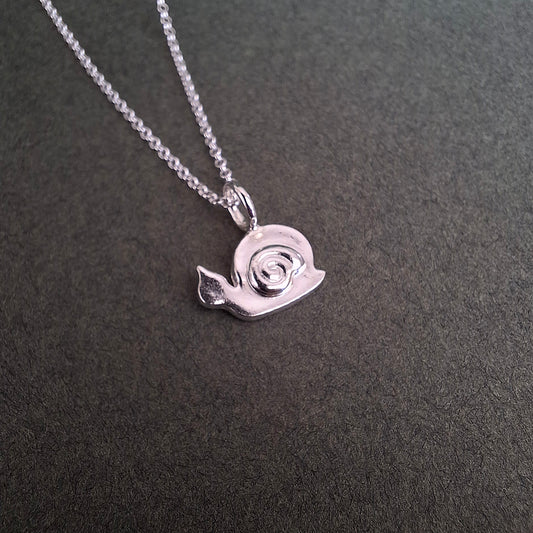 Cute Handmade Silver Snail Charm Necklace