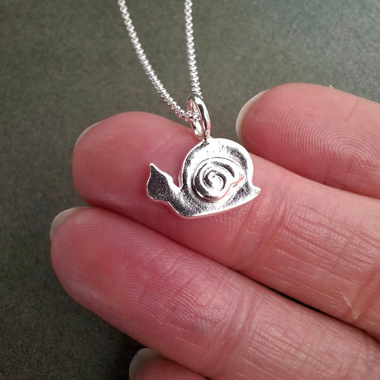 Cute Handmade Silver Snail Charm Necklace