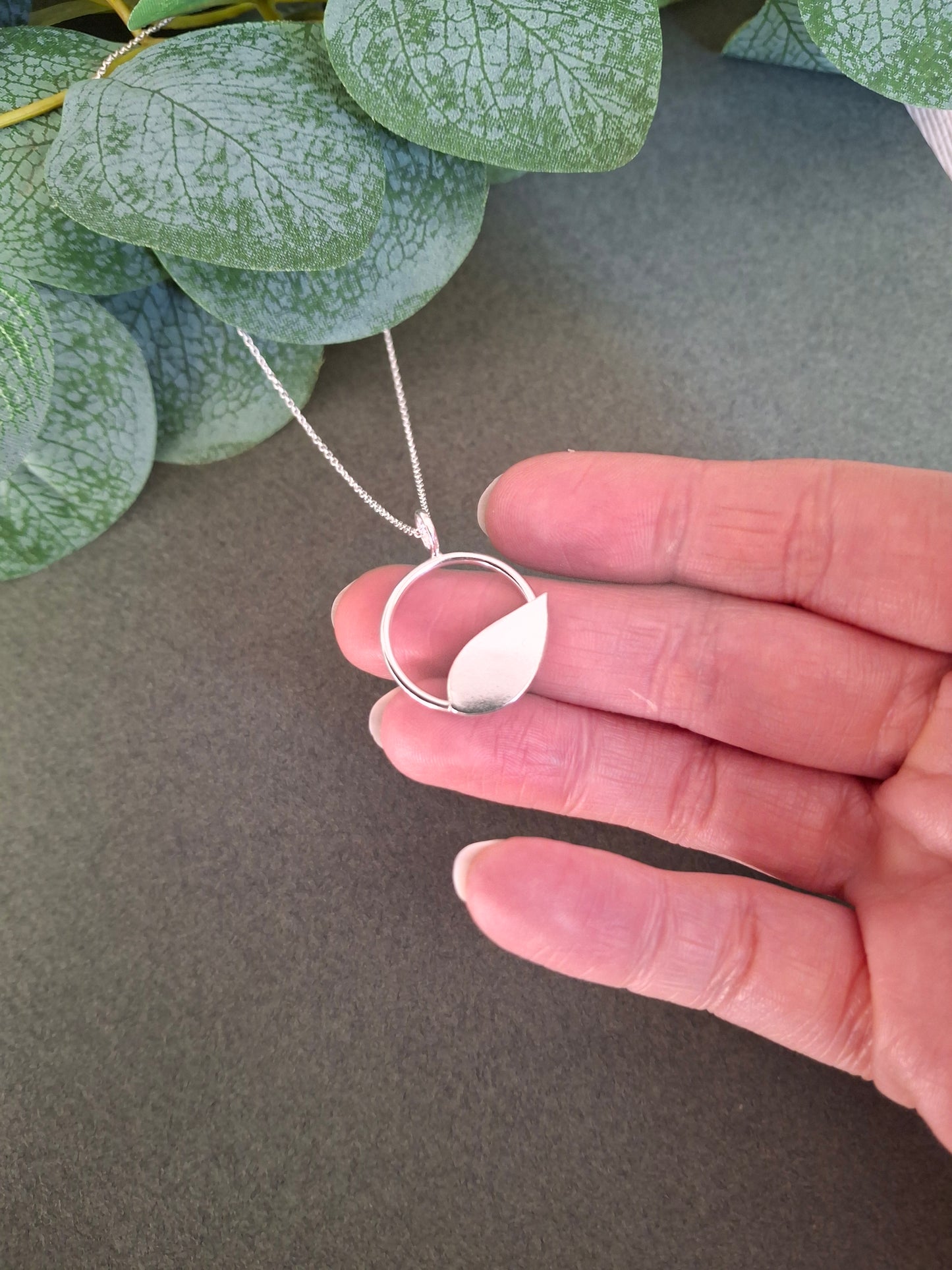 Handmade Minimalistic Leaf Silver Necklace