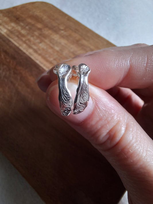 Handmade Sycamore Seed Silver Studs