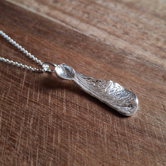 Handmade Real Sycamore Seed Silver Necklace 2