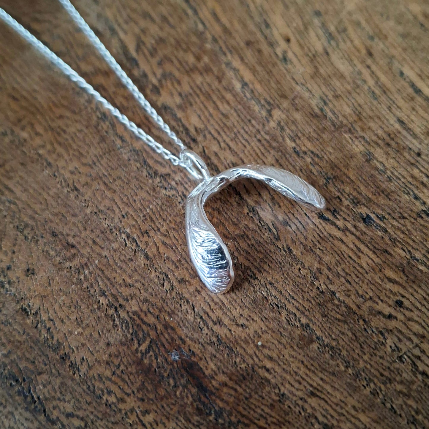 Sycamore Seed Silver Pendant Necklace