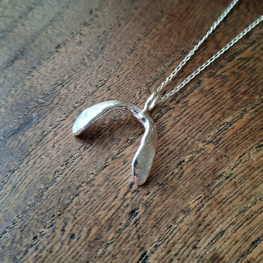 Sycamore Seed Silver Pendant Necklace