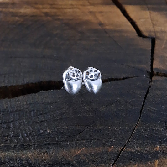Tiny Handmade Silver Acorn Studs